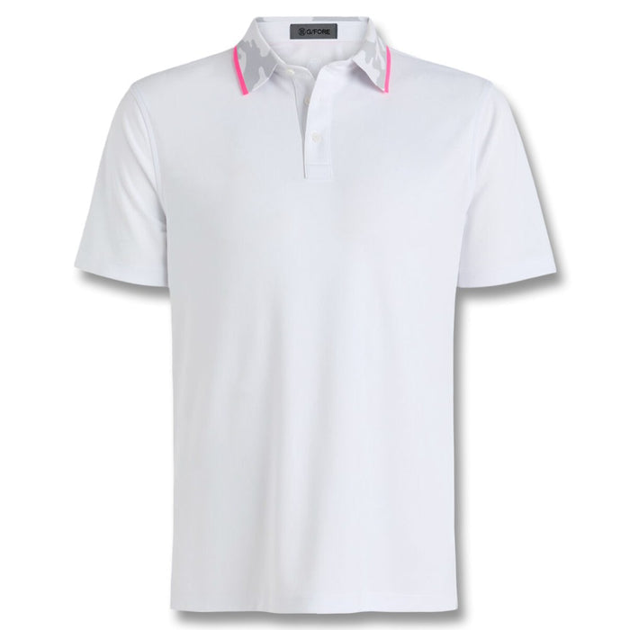 Gfore Camo Collar Performance Pique Golf Polo (with Gfore Emblem) Snow - SP26 Men