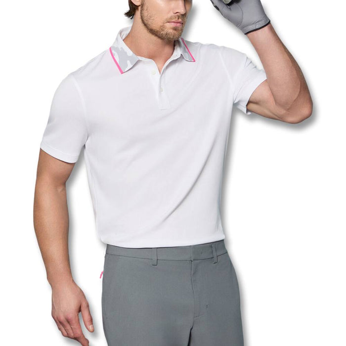 Gfore Camo Collar Performance Pique Golf Polo (with Gfore Emblem) Snow - SP26 Men