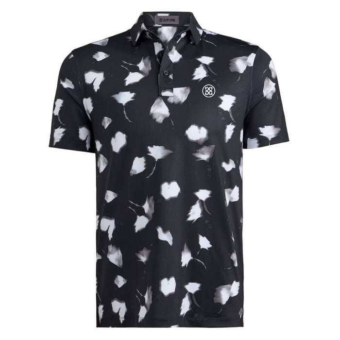 Gfore Ghost Floral Tech Jersey Golf Polo (with Gfore Emblem) Onyx/Snow - FA26 Men
