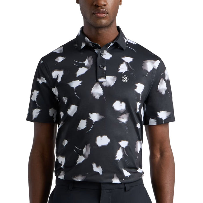 Gfore Ghost Floral Tech Jersey Golf Polo (with Gfore Emblem) Onyx/Snow - FA26 Men
