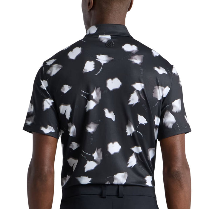 Gfore Ghost Floral Tech Jersey Golf Polo (with Gfore Emblem) Onyx/Snow - FA26 Men