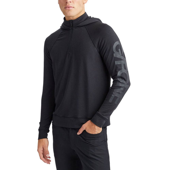Gfore Hooded Luxe Quarter Zip Mid Layer Golf Jacket Onyx - 23