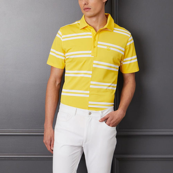 Gfore Offset Stripe Modern Spread Collar Tech Pique Golf Polo Cyber - 23 Men