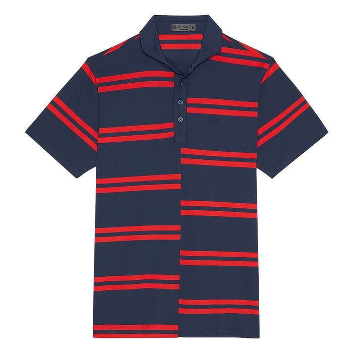 Gfore Offset Stripe Modern Spread Collar Tech Pique Golf Polo Twilight - 23 Men