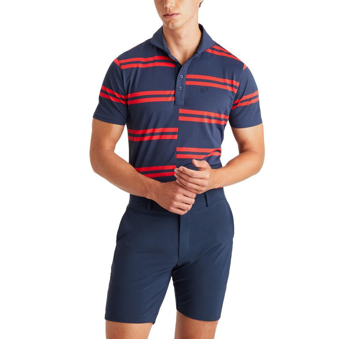 Gfore Offset Stripe Modern Spread Collar Tech Pique Golf Polo Twilight - 23 Men