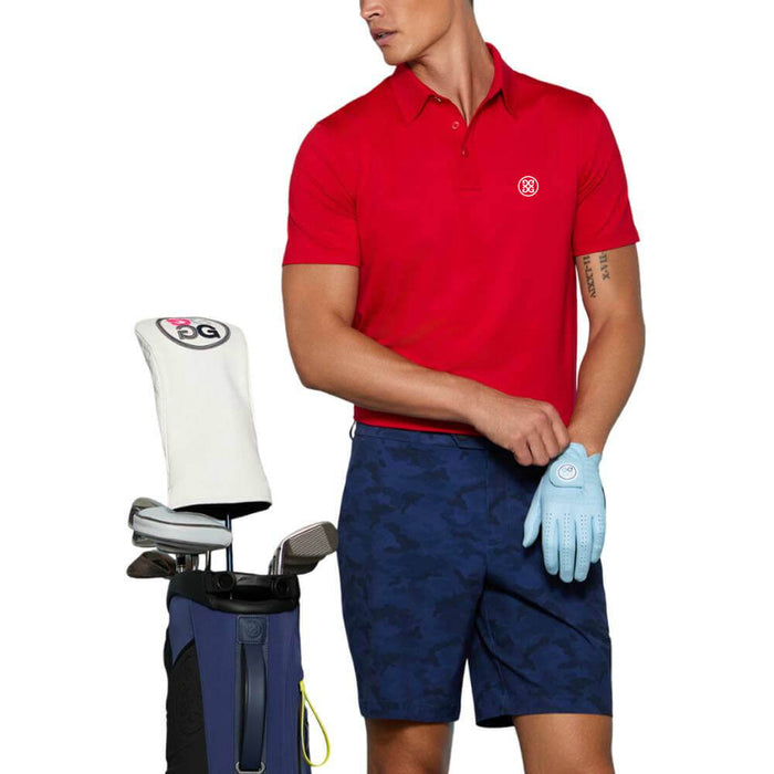 Gfore Solid Tech Jersey Golf Polo (with Gfore Emblem) Ruby - SP26 Men