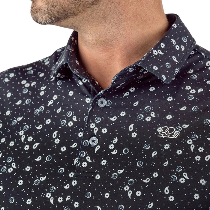 GoodGood Golf Divot Ditsy Golf Polo Black - FA25 Men