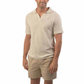 GoodGood Golf Hazy Day Split Neck Golf Polo Beige - SU26 Men