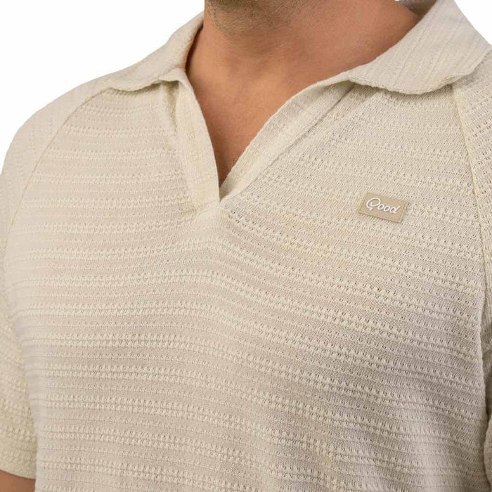GoodGood Golf Hazy Day Split Neck Golf Polo Beige - SU26 Men