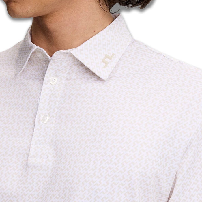 J.Lindeberg Bala Print Golf Polo Bias Bridge White Moonbeam S - SH26 Men