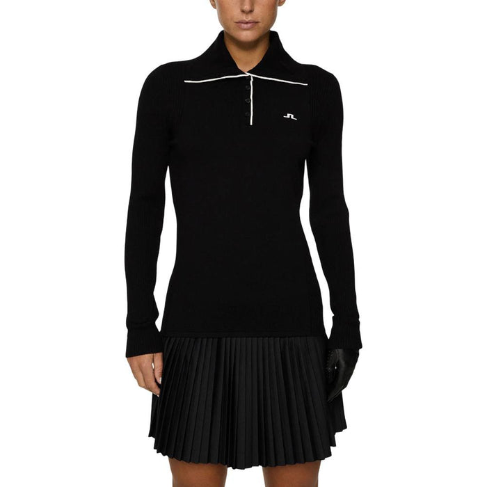 J.Lindeberg Leonie Knitted Golf Polo Black - FW25 Women