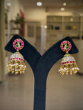 Kundan Stone Bird Motif Pearl Drops Jhumka Earrings