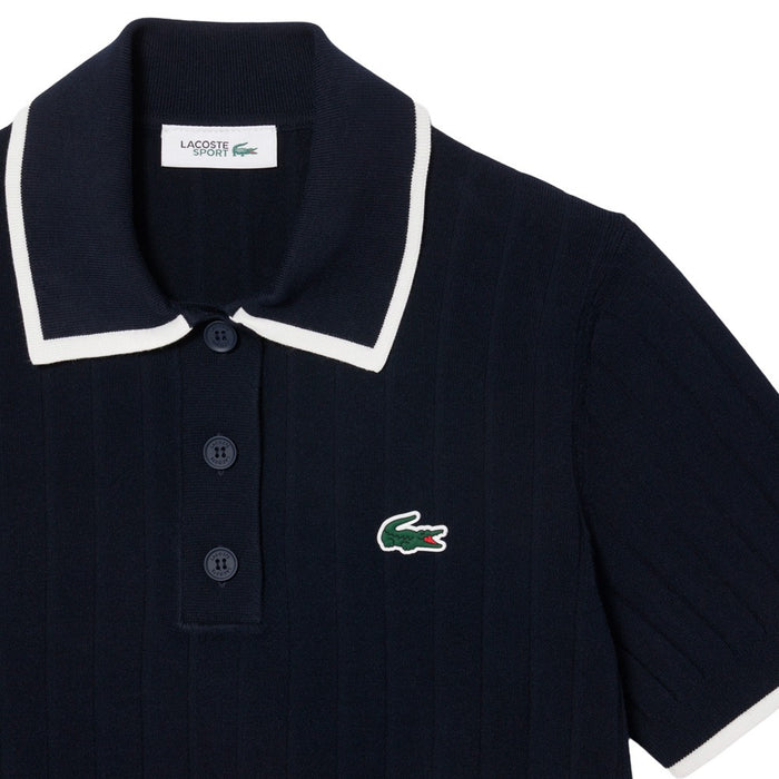 Lacoste Collar Stretch Sweater Shortsleeve Golf Polo Navy Blue/White - SS25 Women
