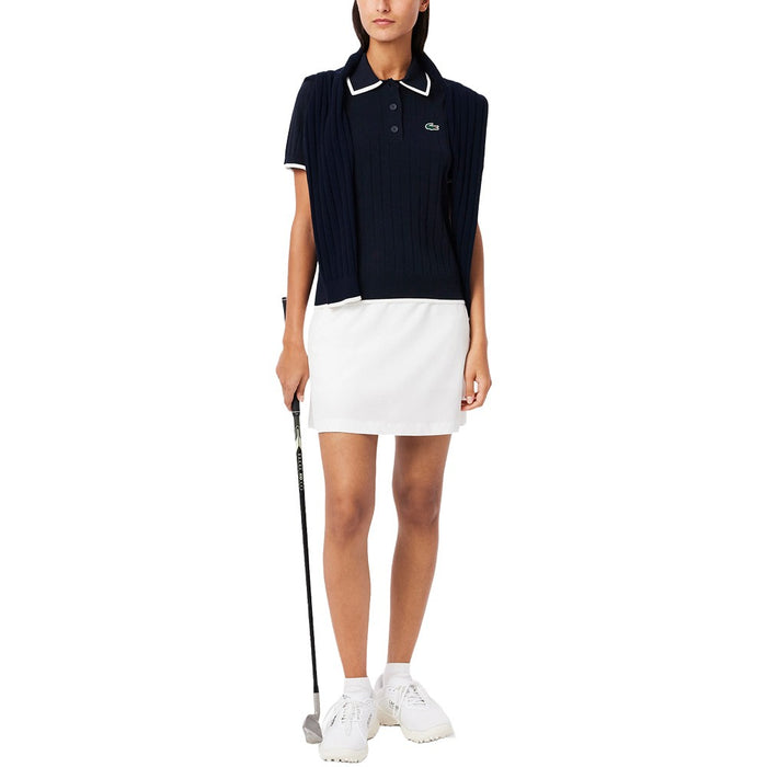 Lacoste Collar Stretch Sweater Shortsleeve Golf Polo Navy Blue/White - SS25 Women