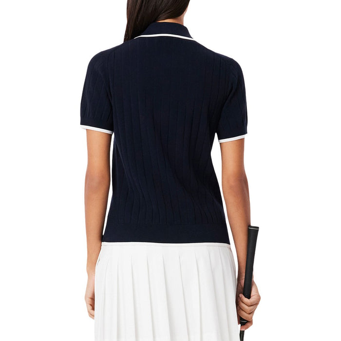 Lacoste Collar Stretch Sweater Shortsleeve Golf Polo Navy Blue/White - SS25 Women