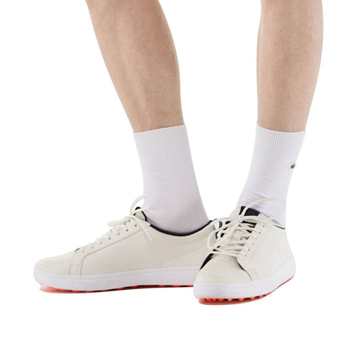 Lacoste G Elite Synthetic Spikeless Golf Shoes Off White/White - 23 Men