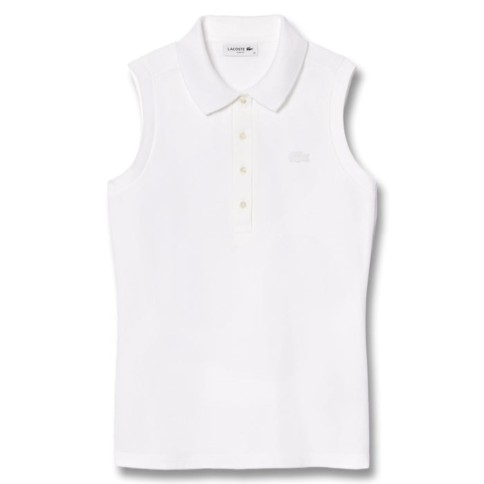 Lacoste Slim Fit L.12.D Sleeveless Stretch Golf Polo White - SS25 Women