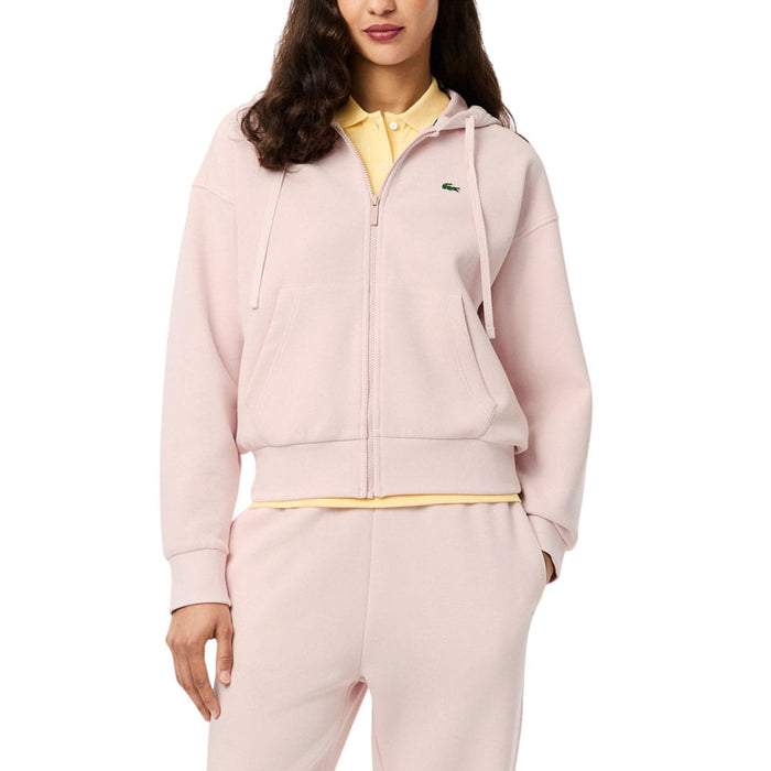 Lacoste Zip-Up Pique Golf Sweatshirt Pink - FW25 Women