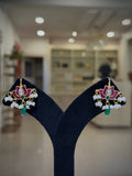 Lotus Kundan Emerald & Pearl Drop Bugadi / Tops Ear Cuffs