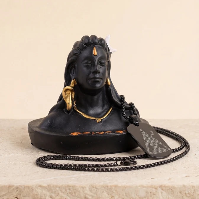 Mahakal Protection Set: Adiyogi Peace Statue & Oxidized Shiva Rudra Locket