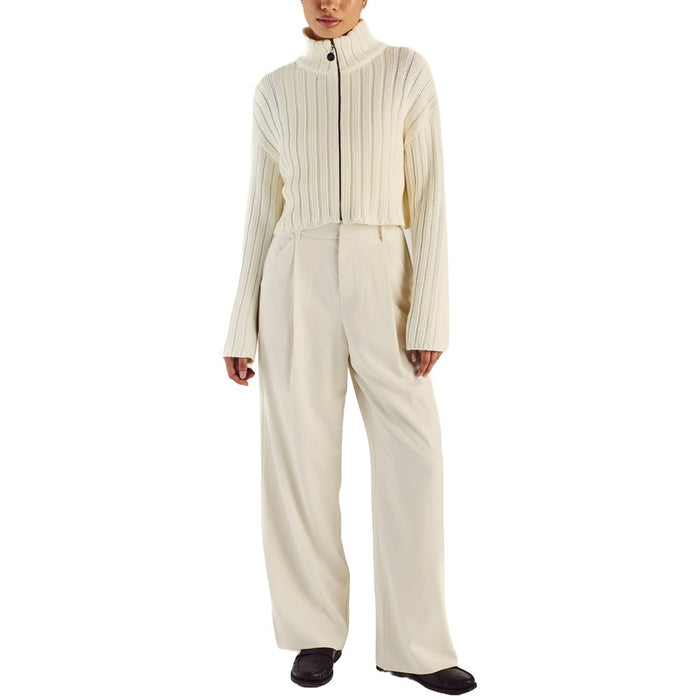 Malbon Allegra Chunky Knit Zip Up Golf Pullover Ivory - SS25 Women
