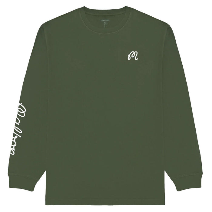 Malbon Gorse M Script Longsleeve Round-Neck Golf T-Shirt Olivine - SS26 Men