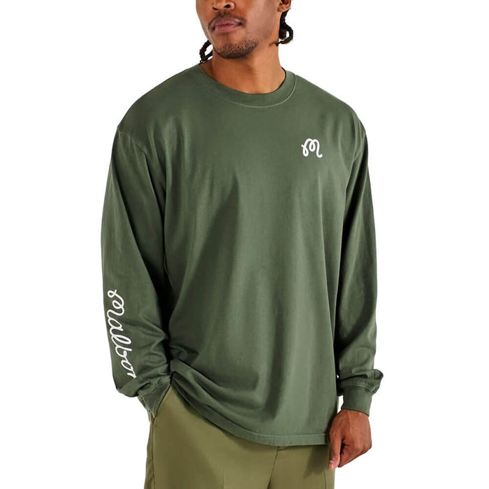 Malbon Gorse M Script Longsleeve Round-Neck Golf T-Shirt Olivine - SS26 Men