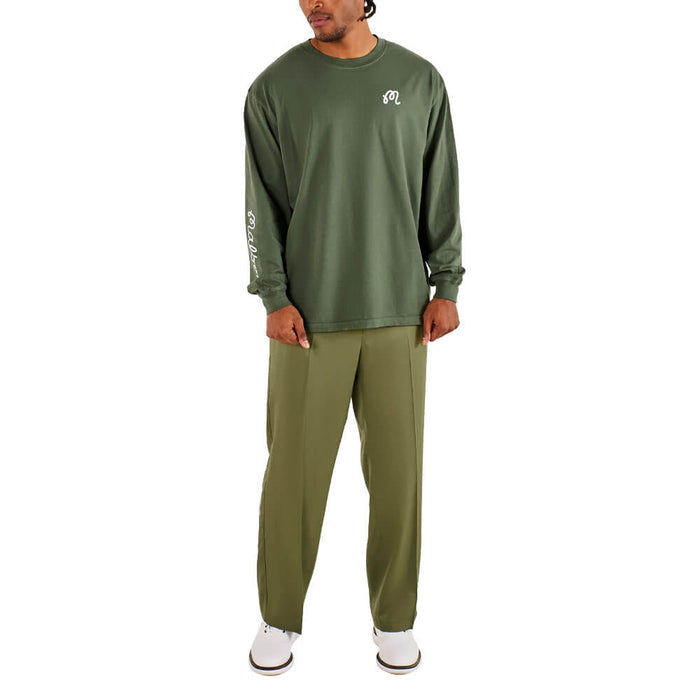 Malbon Gorse M Script Longsleeve Round-Neck Golf T-Shirt Olivine - SS26 Men
