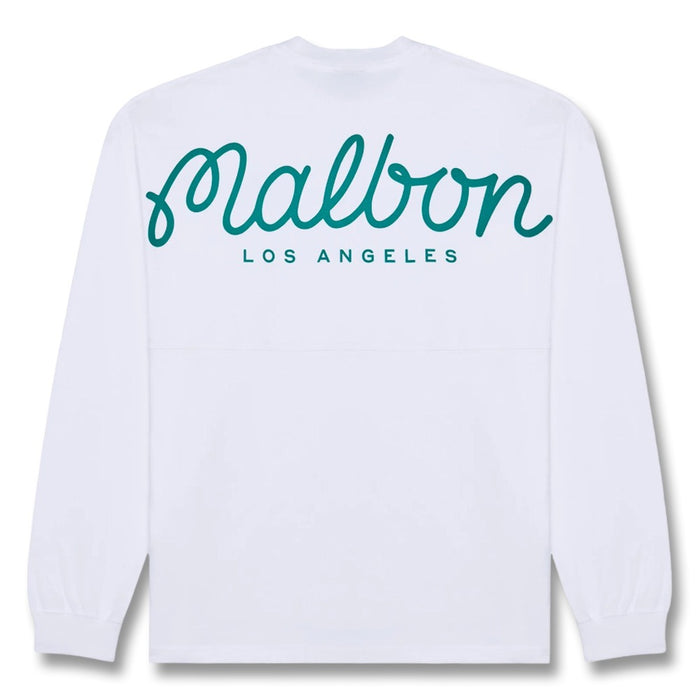 Malbon Horizon Longsleeve Round-Neck Golf T-Shirt White - SS26 Men