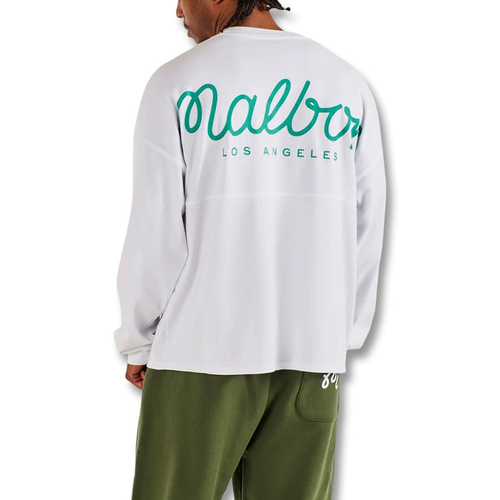 Malbon Horizon Longsleeve Round-Neck Golf T-Shirt White - SS26 Men