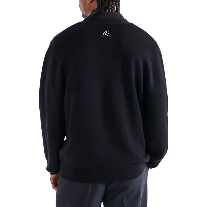 Malbon Kingston Cardigan Golf Sweater Black - FW25 Men