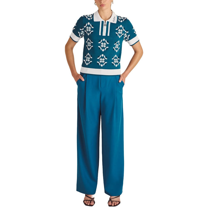 Malbon Lucia Quarter Zip Golf Polo Ocean Multi - SS25 Women