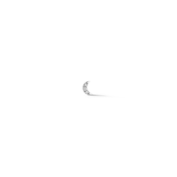 White Gold-1^Single Stud Earrings: Mini Crescent Moon Single Stud in White Gold Thumbnail-only