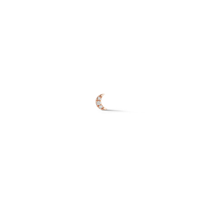 Rose Gold-1^Single Stud Earrings: Mini Crescent Moon Single Stud in Rose Gold Thumbnail-only