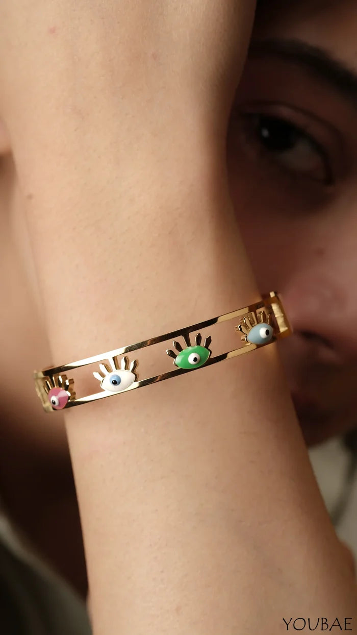 Multi Eye Anti Tarnish, Stainless Steel Bracelet - Single