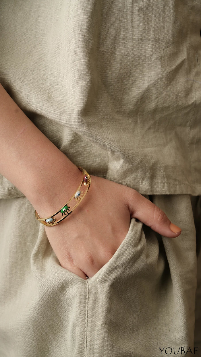Multi Eye Anti Tarnish, Stainless Steel Bracelet - Single