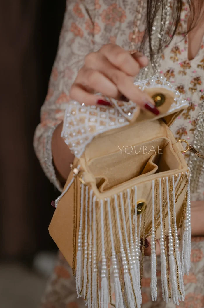 Ochre Jhaalar Box Clutch Bag