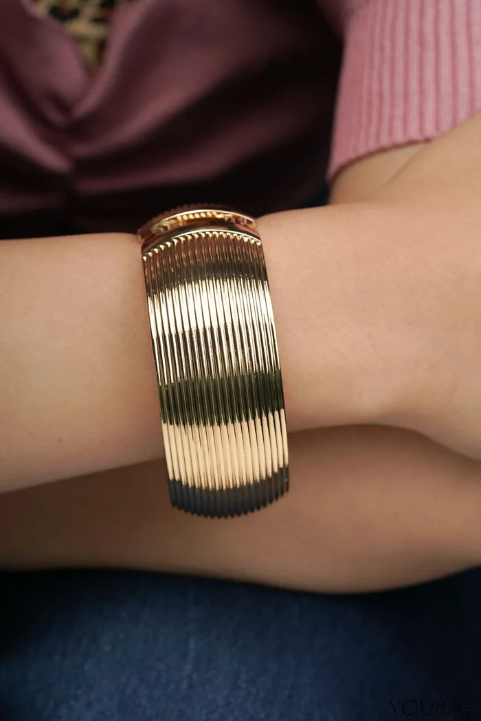 Olivia Chunky Free Size, Anti Tarnish Stainless Steel Bracelet-Gold - Single