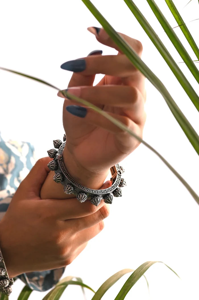Padmavat - German Silver Handmade Kada - Free Size