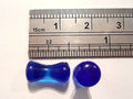 Pair 2 pieces Blue Murano Glass Plugs Double Flare Ear Lobe Gauges 6g 6 gauge - I Love My Piercings!