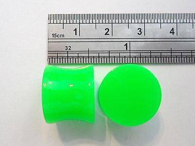 Pair 2 pieces Double Fare Plugs 9/16 inch " Stretched Ear Lobes Jewelry GREEN - I Love My Piercings!
