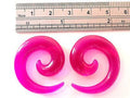 Pair 2 pieces Purple Acrylic Spiral Tapers Stretchers Lobe Plugs 0 gauge 0g - I Love My Piercings!