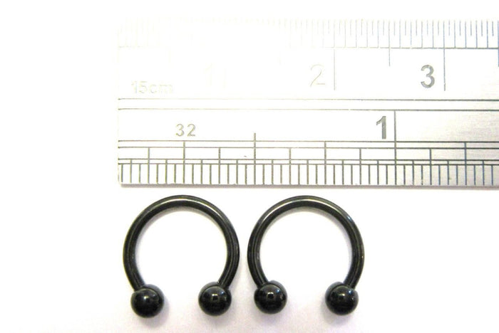 Pair Black Titanium Horse Shoes Horseshoes Half Hoop Cartilage Rings 16 gauge - I Love My Piercings!