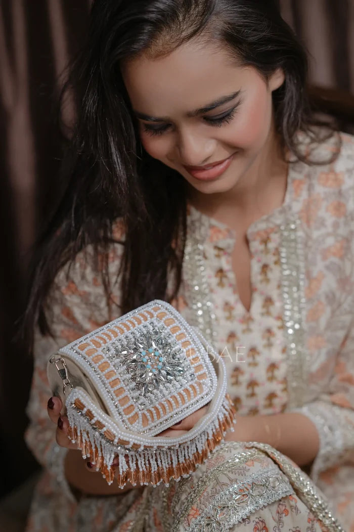 Peach Embelished Mini Bag