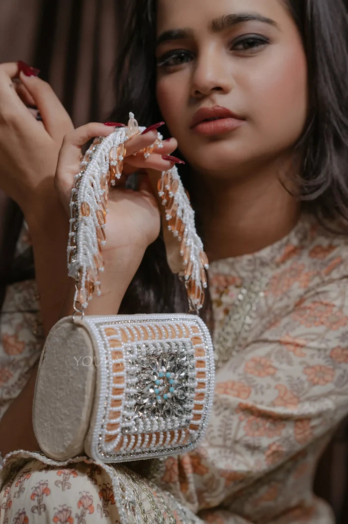 Peach Embelished Mini Bag