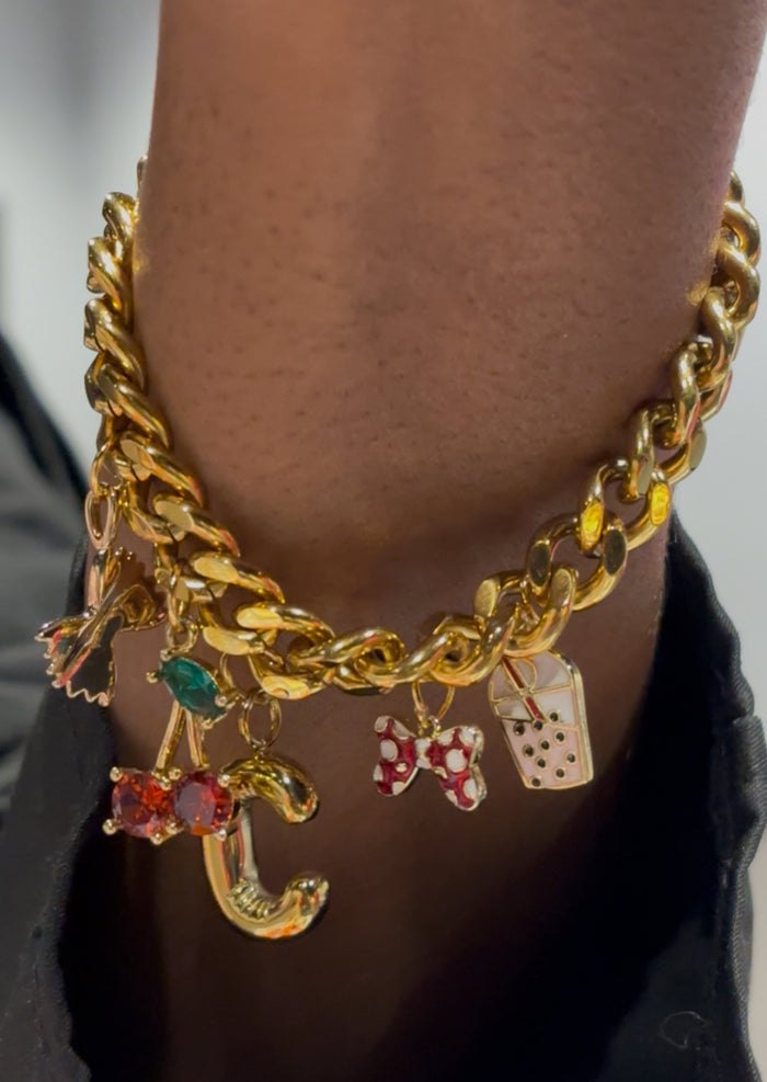 Personalized Gold Charm Bracelet