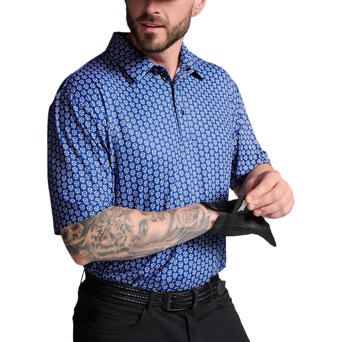 PXG Tour Skull Print Golf Polo Navy - 26 Men