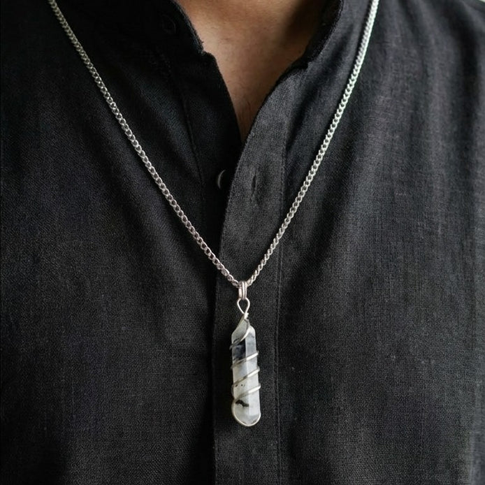 Rainbow Moonstone Stone Locket with Chain