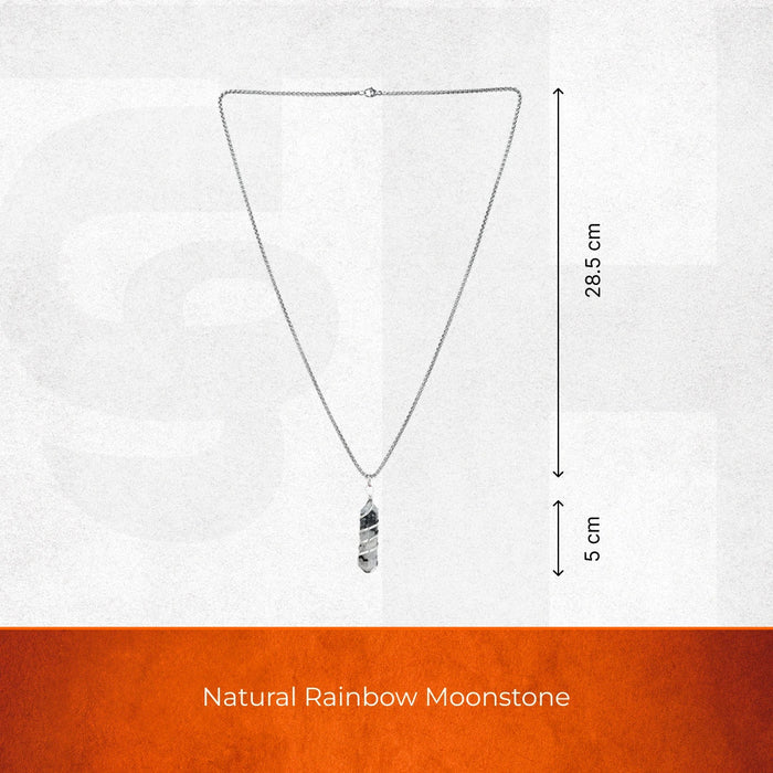 Rainbow Moonstone Stone Locket with Chain