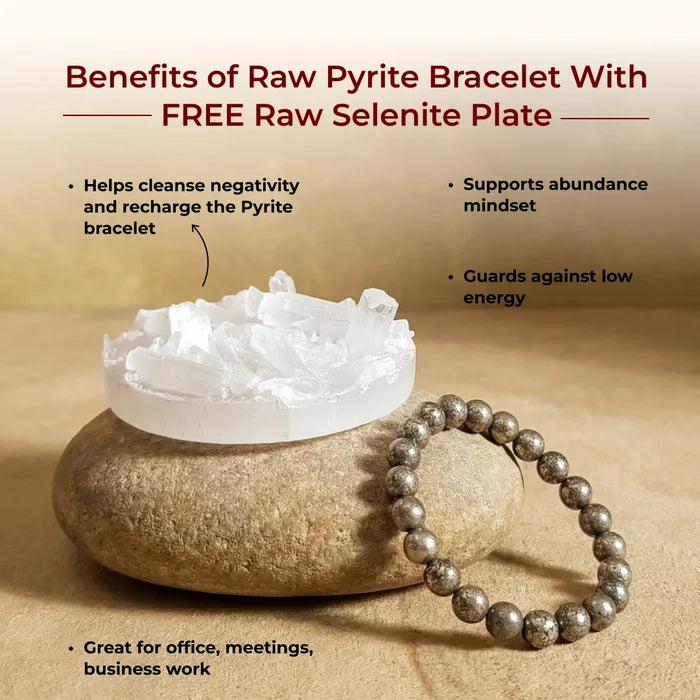 Raw Pyrite Bracelet With FREE Raw Selenite Plate - view 3